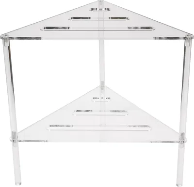 Produktbild von Acryl Ecke Dusche Caddy 2 Tier Boden stehend Hollowed Ecke Regal Veranstalter für Bad Schlafzimmer Küche