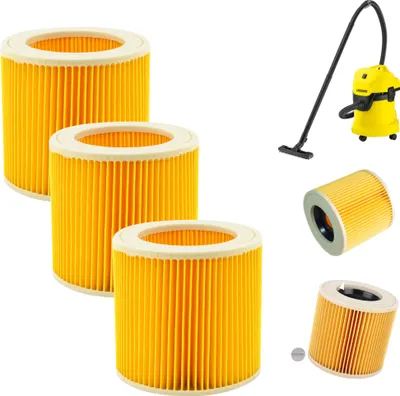 Zdjęcie produktu dla 3x Filtr do odkurzacza Karcher Model WD3, WD4 wkład filtracyjny 12x11,5 cm