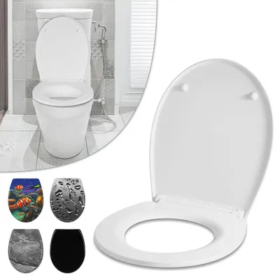 Obrázek produktu pro Vigevee: Toaletní sedátko, WC víko, "klobrille" s automatickým spouštěním a rychlým systémem upevnění, vyrobené z antibakteriálního duroplastu, montáž bez použití nástrojů, vysoká nosnost, univerzální oválný tvar, čistě bílá barva s rychlým systémem uvolnění