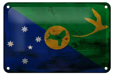 Produktbild von Blechschild Flagge Weihnachtsinsel 18x12cm Flag Rost