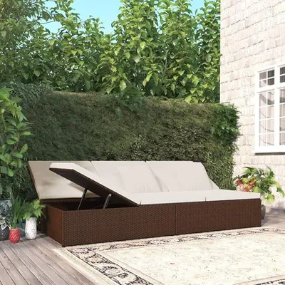 Produktbild von 2-in-1 Sonnenliege/Sofa mit Auflagen Poly Rattan Braun 200x121x31/41/53/62 cm Gartenmöbel Liege Gartenliege Gartenbett Outdoor Komfortable Schlafliege Liegesessel Outdoor Poolliege Outdoor