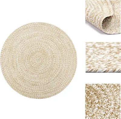 Image de vidaXL Tapis Fait main Jute Blanc et Naturel 150 cm - Tapis