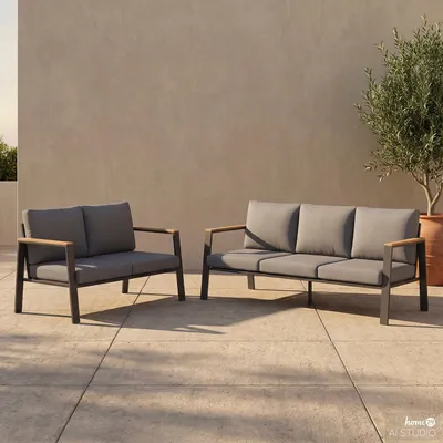 Produktbild von home24 Loungeset - 2-teilig - Aluminium / Polyester - Anthrazit