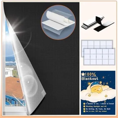 Produktbild von PolkaHome® Verdunkelungsvorhänge Weiß 300 cm x 150 cm – 100% Verdunkelung, Schwarz und Silbergrau