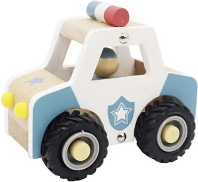 Obrázok produktu pre Jednoducho drevená hračka policajné auto pre deti - pestrofarebná