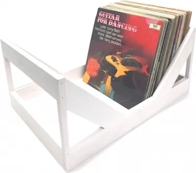 Produktbild von LP Vinyl Schallplatten Holzkiste dekorative Box für 100 Stück weiß