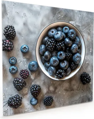 Produktbild von Küchenrückwand Spritzschutz Glas mit Motiv Heidelbeeren Brombeeren 40 x 40 cm