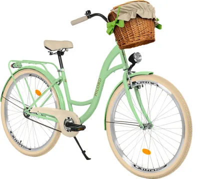 Produktbild von Milord Komfort Fahrrad Mit Weidenkorb Damenfahrrad Vintage, 28 Zoll, Mintze-Creme, 1-Gang