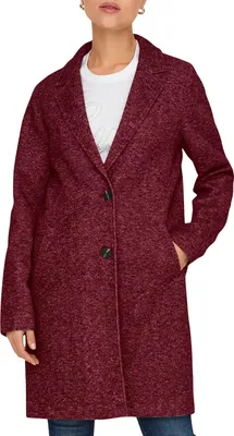Produktbild von Only Damen Mantel Sedona Carrie, reguläre Passform, dunkelrot, mit Knopfverschluss und Seitentaschen