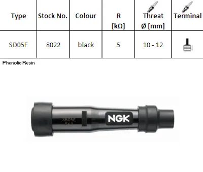 Zdjęcie produktu dla NGK Fajka Świecy SD05F (kod. 8022) YBX