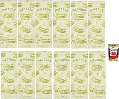 Produktbild von Cuorenero Macaron Pistacchio, gluten frei, gluten free, Kosher, Macaron Pistaziencreme 12x 42g + Italian Gourmet polpa 400g