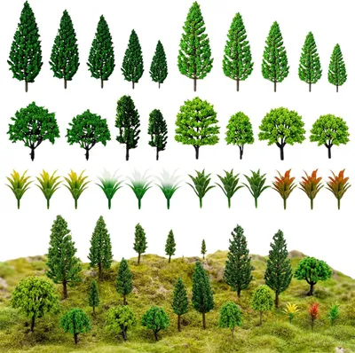 Produktbild von Modellbau Bäume, 40 Stück, 4-16 cm, Miniatur Landschaftsgestaltung