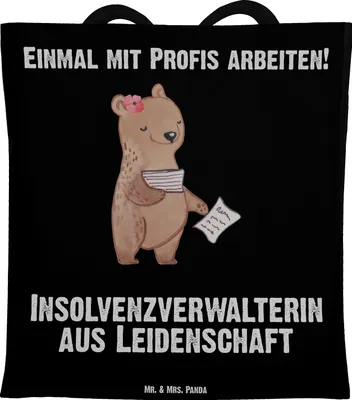 Produktbild von Mr. & Mrs. Panda Tote Bag Insolvenzverwalterin Leidenschaft - Schwarz - Geschenk, Schultasche, Uni Tasche, Jutebeutel, Beutel, Laptoptasche