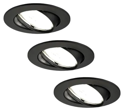 Image de Ledvion lot de 3 spot encastrable LED rond noir 3W blanc froid