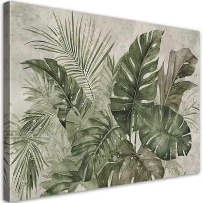 Produktbild von Leinwandbild Tropische Monstera-Blätter 90x60 Feeby Grün bild für die wand bereit zum aufhängen