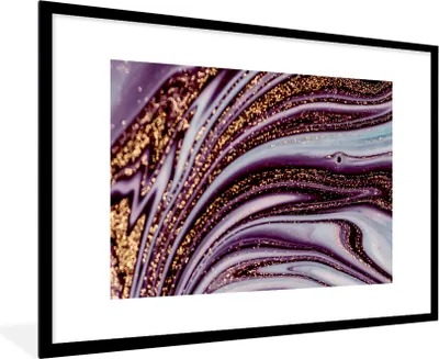 Produktbild von MuchoWow® Gerahmtes Poster Marmor - Rosa - Gold - Glitter - Marmoroptik - Luxus 90x60 cm - Poster mit Schwarzem Bilderrahmen Wandposter Rahmen Foto Bilder - Wanddekoration - Fotos