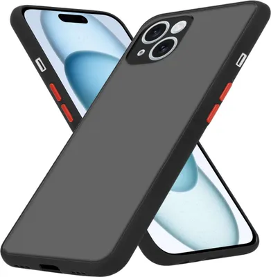 Produktbild von Cadorabo Hülle für Apple iPhone 15 PLUS in Matt Schwarz Hybrid Schutzhülle mit TPU Silikon Innenseite und matter Kunststoff Rückseite Case Cover Etui Handy Hülle
