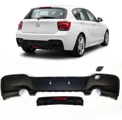 Productafbeelding van Achterdiffusor, zwart mat, geschikt voor BMW 1-serie F20 F21, modeljaren 2011-2015