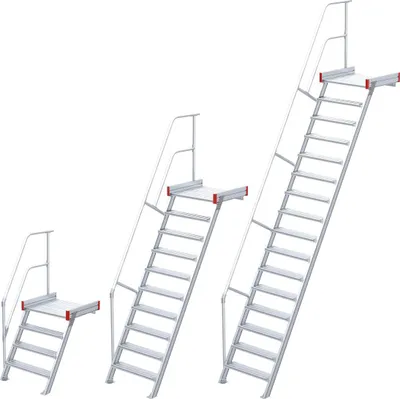 Produktbild von Euroline 511 Podesttreppe 60° 1000mm Stufenbreite 8 Stufen Stahl Gitterrost