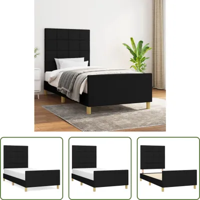 Produktbild von The Living Store Bettgestell mit Kopfteil Schwarz 100x200 cm Stoff