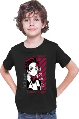 Obrázek produktu pro Dětské Triko Demon Anime Slayer Kimetsu No Yaiba Tanjiro Kamado 009, 9-11 Jahr - 140 / Černá