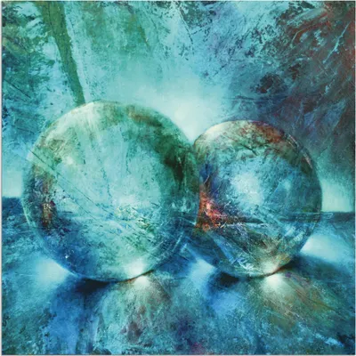 Produktbild von ARTland Wandbild Alu für Innen & Outdoor Zwei blaue Murmeln_ Größe: 70x70 cm