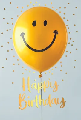 Produktbild von Geburtstag Happy Birthday Smile-Luftballon Glückwunschkarte mit Umschlag