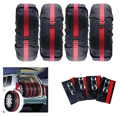 Produktbild von Reifentaschen Set 4 Stück Schwarz Rot 19-23 Zoll Staubdicht Abwaschbar