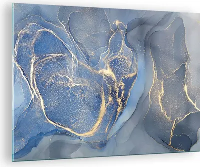 Produktbild von Bilder auf glas - Einteilig - Gold Blau Farbe - 70x50cm - Glasbilder - Wandbilder - Bilder - zum Aufhängen bereit - Wanddekoration aus Glas - Glas Bilder - Wandbild auf Glas - GAA70x50-5029