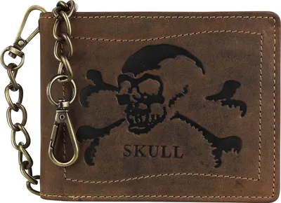 Produktbild von Greenburry Geldbörse SKULL Bikerbörse Leder Totenkopf Bikerbörse Kettenbörse