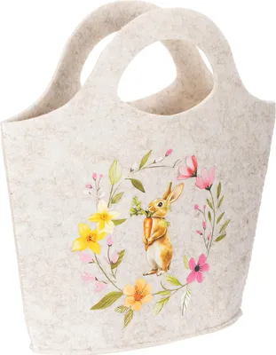 Produktbild von Filztasche Osterdekoration mit Hasenmotiv und Blumen Frühling Deko, 4 Stück