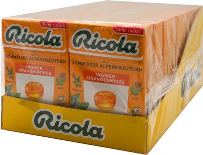 Produktbild von Ricola Ingwer Orangenminze Bonbons, 20x 50g