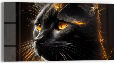 Produktbild von DEQORI Glasbild Echtglas 60x30 cm 'Goldener Katzenglanz' Wandbild Bild modern Deko