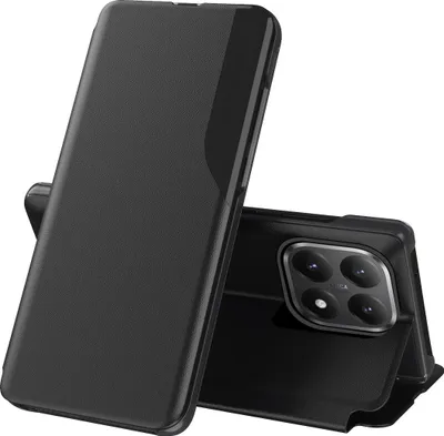 Image de Etui pour Xiaomi 15T, étui en cuirPolyuréthaneavec fenêtre et fonction stand noir