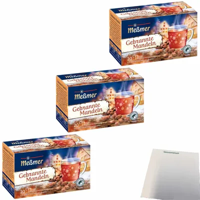 Produktbild von Meßmer Gebrannte Mandeln 20 Teebeutel 3er Pack (3x40g Packung) + usy Block