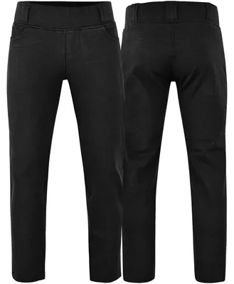 Vorder und Rückansicht der BULLDT Damen Motorradschutzhose in Schwarz mit Kevlar Futter, Hüftschutz, Oberschenkeltasche und Gürtelschlaufe für Stil und Sicherheit Jetzt kaufen