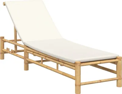 Produktbild von Sonnenliege mit Auflage 55x199x30 cm Bambus