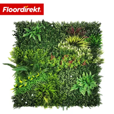 Produktbild von Floordirekt Pflanzenwand Meadow, pflegefreies Kunstpflanzen-Paneel 100x100 cm, natürliche Wanddeko sonnenbeständig & erweiterbar mit Klick-System