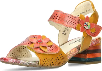Produktbild von Laura Vita Damen Sandalette luftig blumig mit Klettverschluss HUCBIO-05, Größe:39 EU, Farbe:Orange