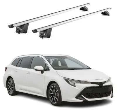 Zdjęcie produktu dla Bagażnik dachowy do Toyoty Corolla Kombi 2019-2025 100 kg aluminium srebrny 2 szt. ABE, Obraz wygenerowany przez AI