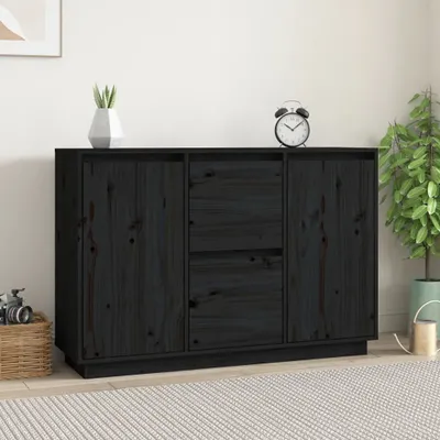 Imagen del producto de Maison Exclusive - Aparador Schwarz, 111 x 34 x 75 cm, madera maciza de pino