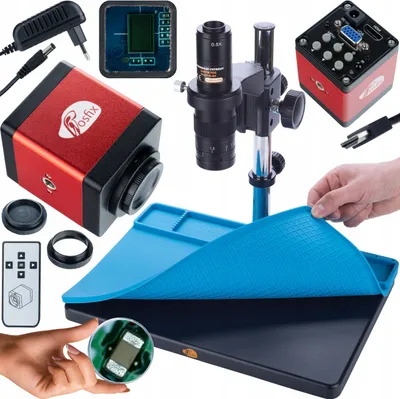 Produktbild von Rosfix Digitalmikroskop Earth Pro MCEP-0,5X + Kamera Draco RED PRO KMDRP-HDMI-VGA 2mp Plantes PRO Serie + Silikonmatte 380x260mm