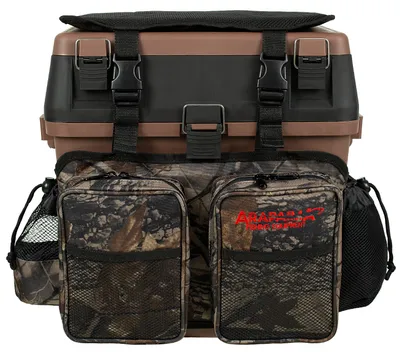 Produktbild von Sitzkiepe Angelbox Rucksack mit 4 Tackleboxen - Gerätekasten mit Sitzpolster, Rucksackfunktion & Stauraum für Angelzubehör - Braun/Camouflage