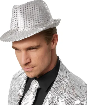Produktbild von Partyhut mit Pailletten - silber