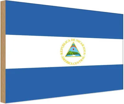 Produktbild von vianmo Holzschild 12x18 cm Nicaraguas Nicaragua Flagge Fahne Wappen