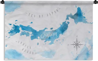 Produktbild von MuchoWow® Wandteppich Wandbehang Weltkarten - Japan - Aquarell 150x100 cm Tapisserie Dekoration Wandtuch - Waschbar - Tapisserien - Wand-Decke