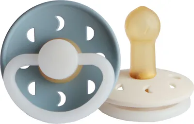 Produktbild von FRIGG Moon Night Schnuller Stone Blue / Cream 0-6 Mte 2 Stück | Schnuller & Schnullerbänder