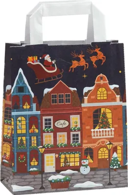 Produktbild von Papiertragetasche Motiv "Weihnachtsabend", 18 + 8 x 22 cm, 100 Stück