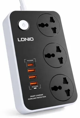 Zdjęcie produktu dla Stacja ładowania 6 w 1 z 3 gniazdami AC i 4 portami USB
