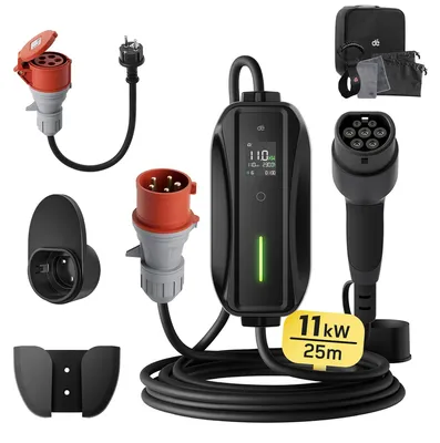 Obrázek produktu pro Mobilní nabíjecí stanice Wallbox - 11 kW - třífázová - typ 2 - 25 metrů - přenosná a vodotěsná